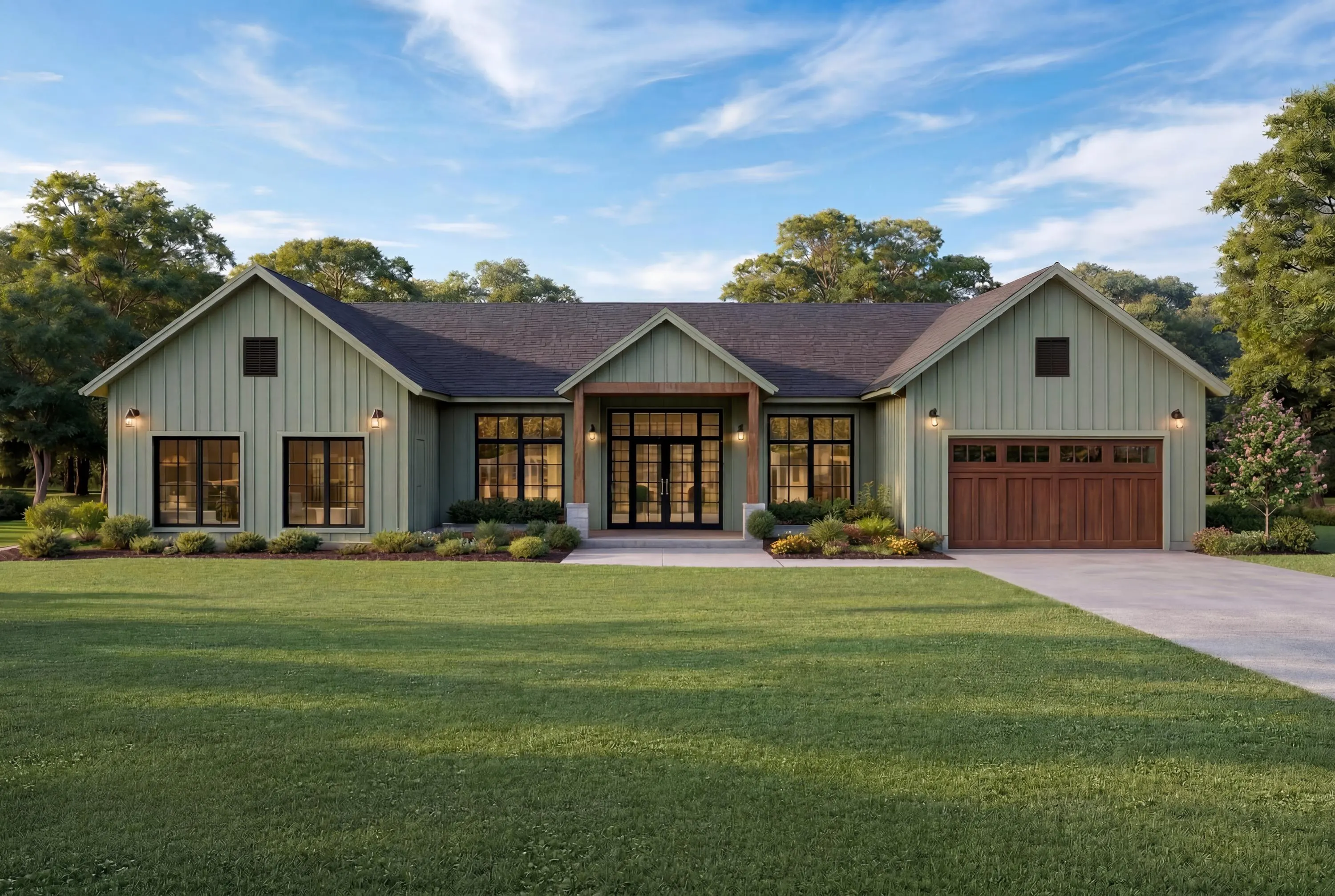 Sage Green Modern Farmhouse Plan | 4 Bedroom 2 Bath | 3,140 Sq Ft