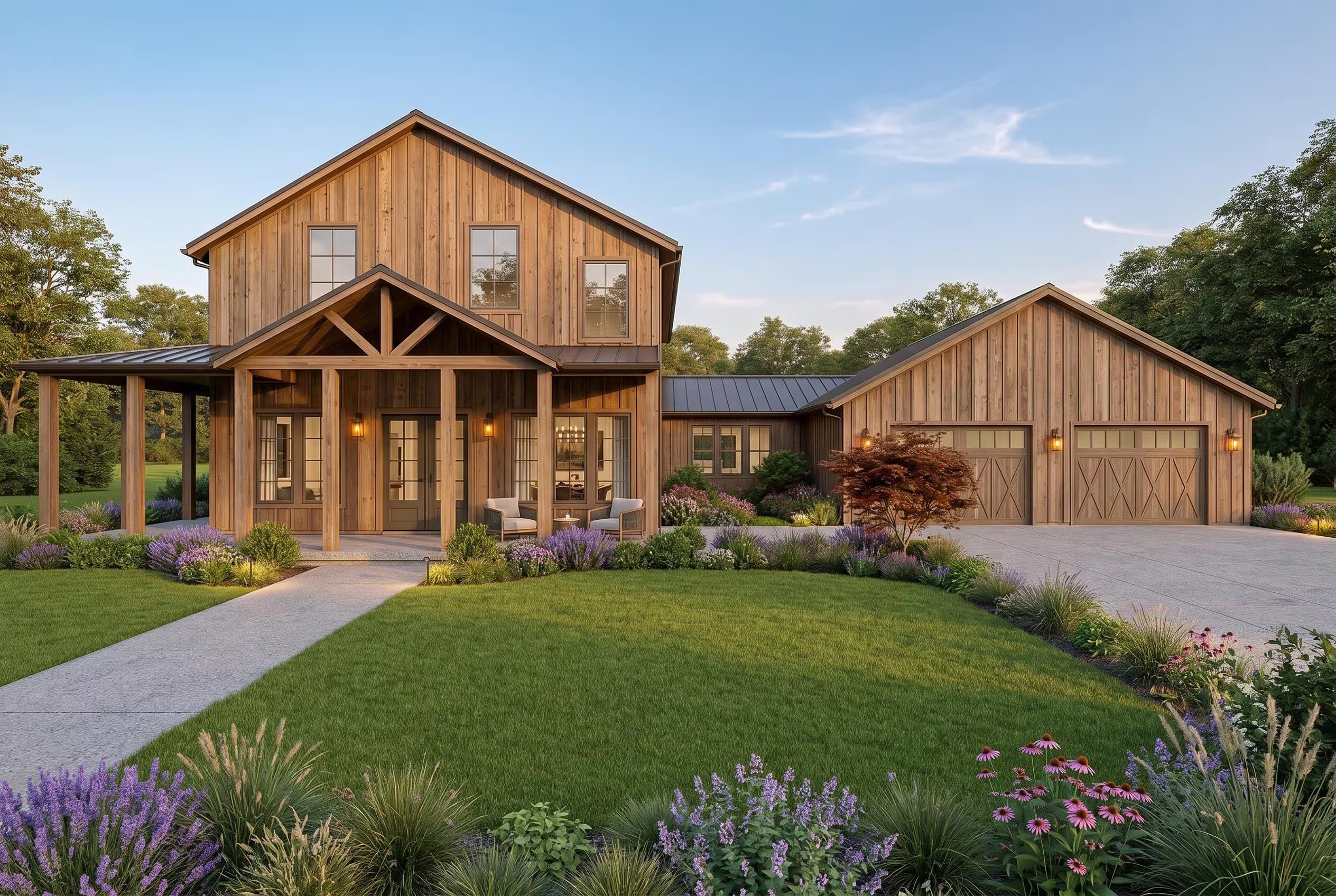 4 Bedroom House Plans 3100 Sq Ft, Modern Farmhouse Plan with Garage, 2 Story Home