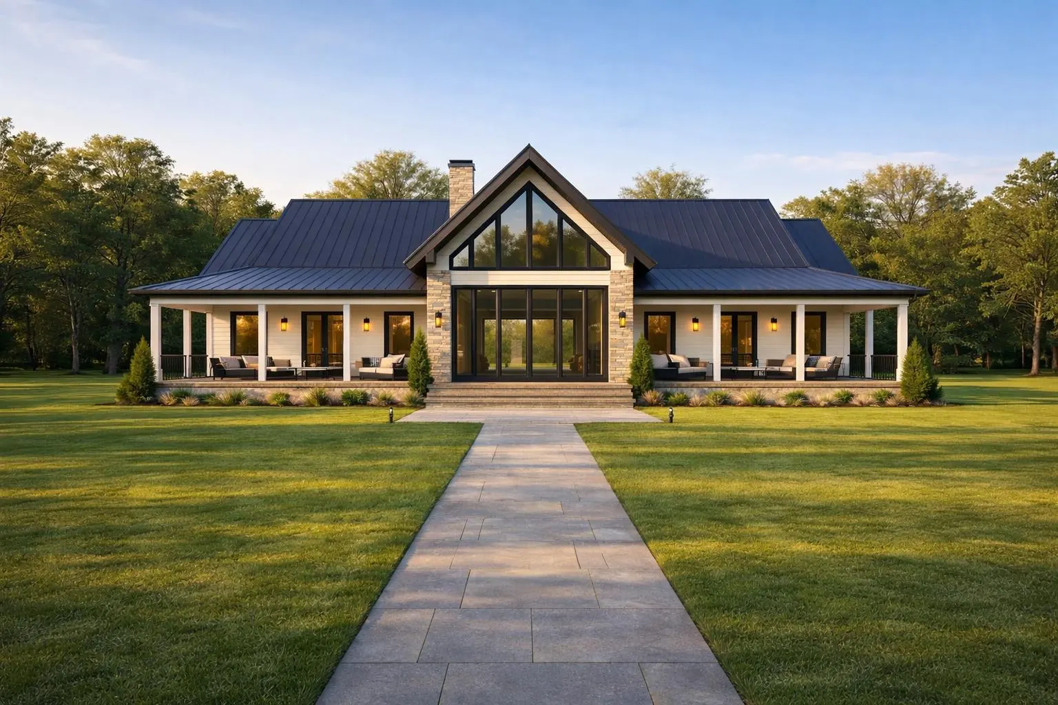 Modern Ranch House Plan | 3 Bed 3.5 Bath + Flex Room | Single Story Home | 3 Car Garage