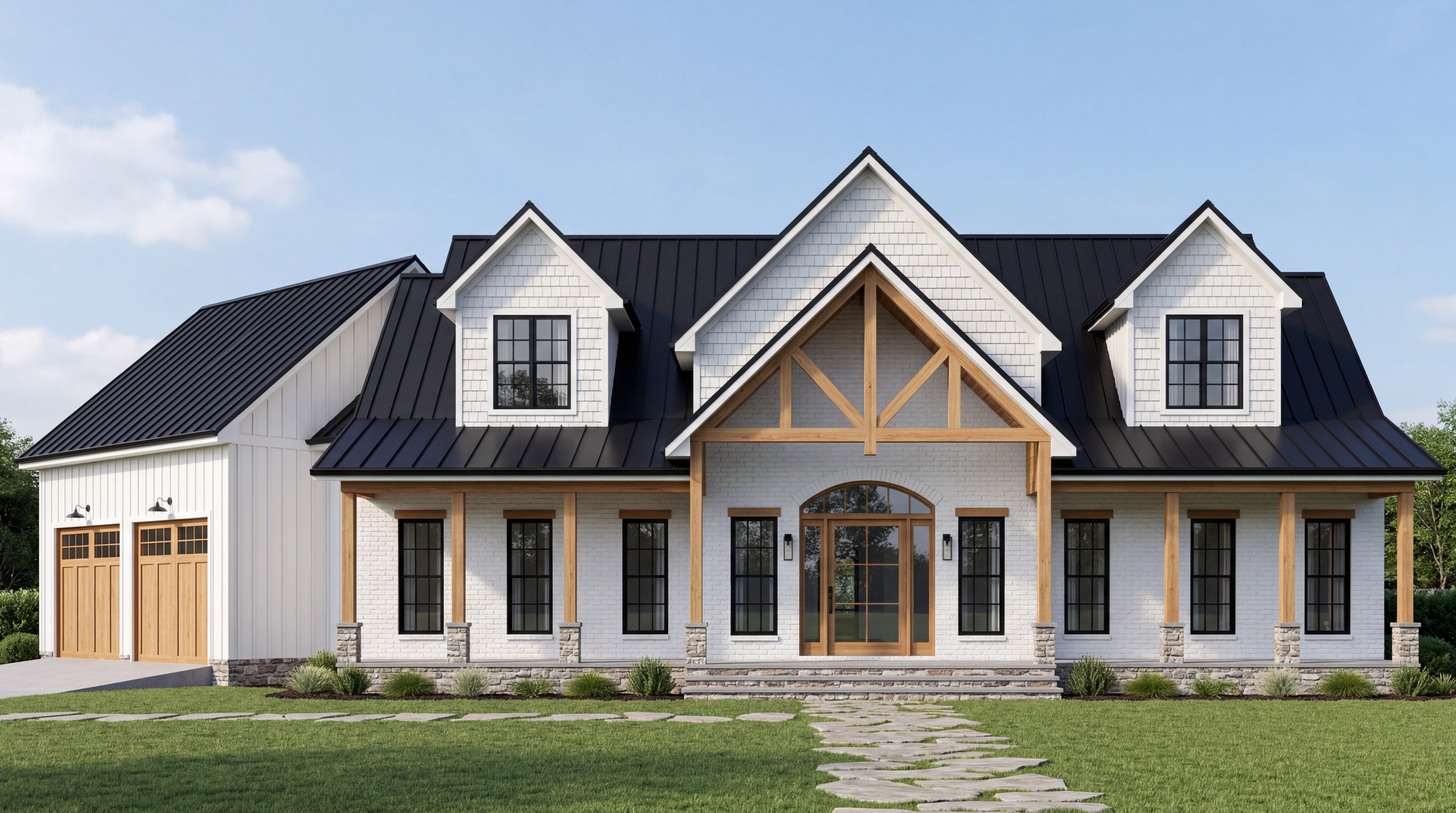 Modern Farmhouse House Plan | 3 Bed + Office + Flex Room, 3-Car Garage, 3200 sq ft,