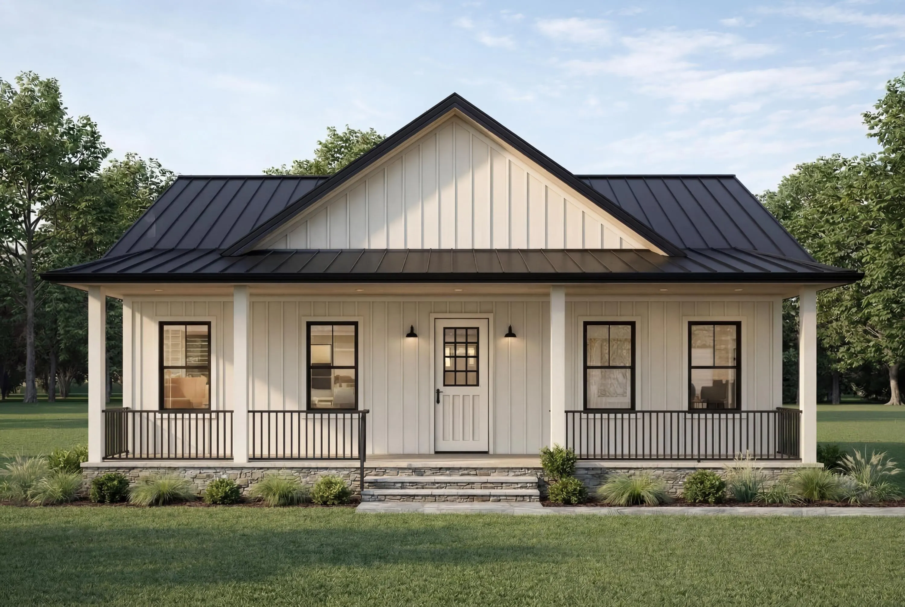 Modern Farmhouse House Plans 3 Bedroom 2 Bath | Single Story Floor